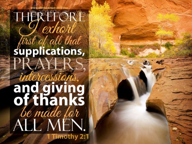Therefore I exhort first of all that supplications, prayers, intercessions, and giving of thanks be made for all men,